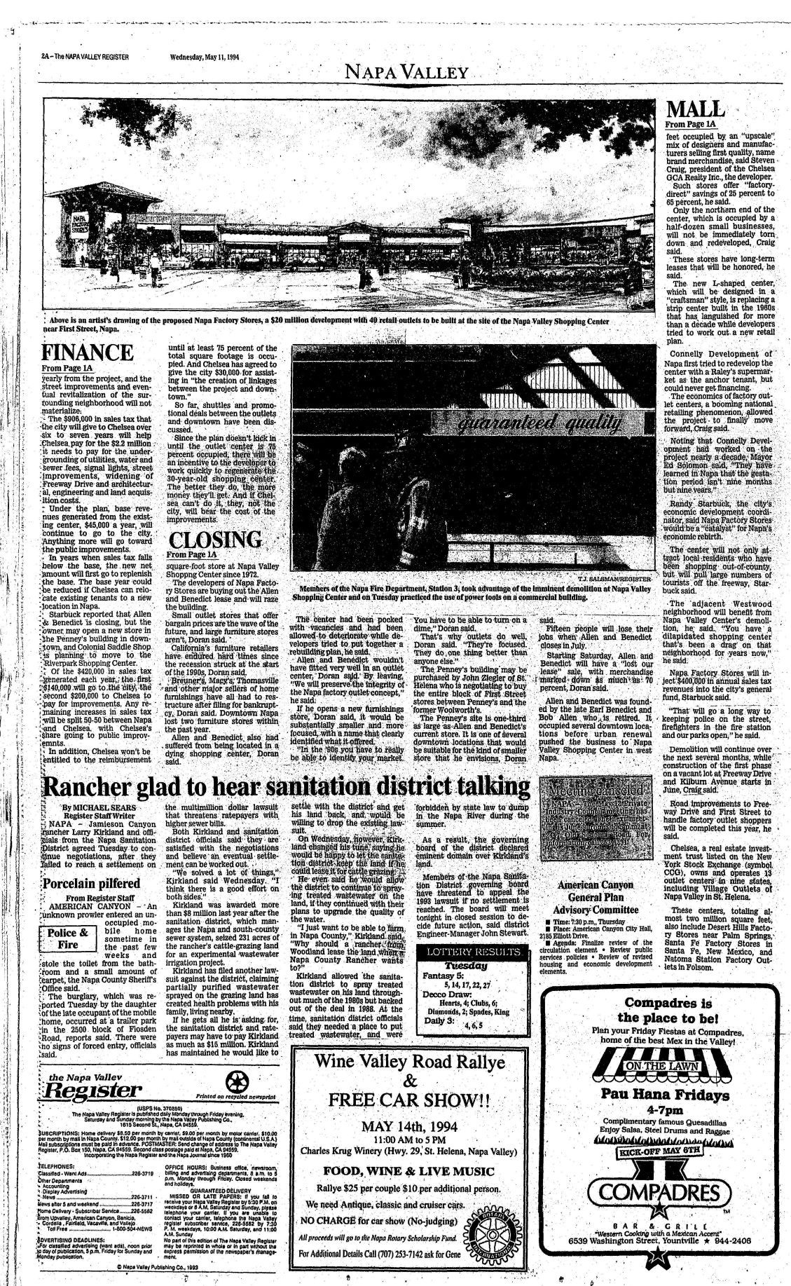 Factory stores story from Napa Register May 11 1994 page 2A.jpg